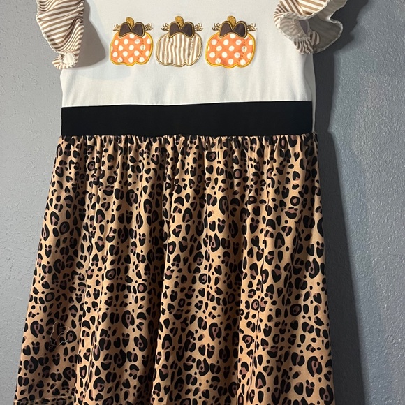 Boutique Style Bow Pumpkins Tunic Dress Girls 7/8 Embroidered Ruffle Sleeves - Picture 5 of 10